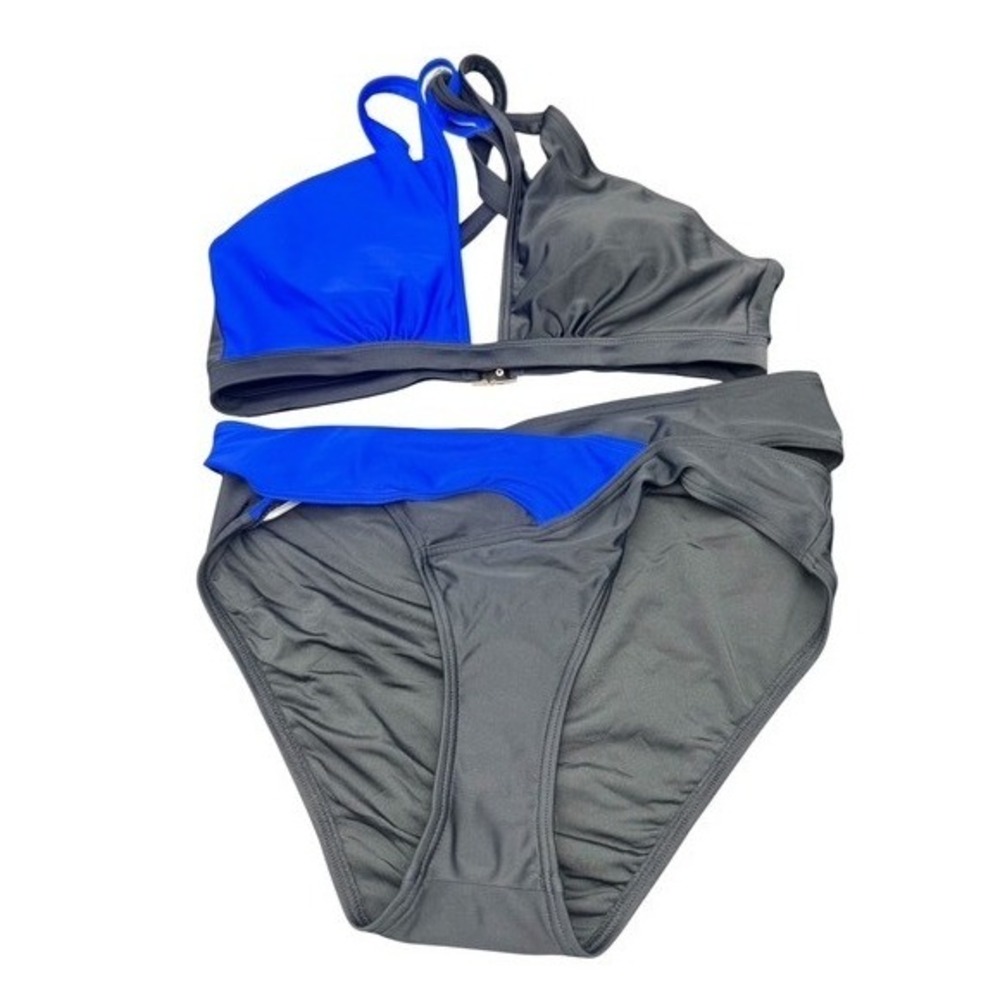 Hilinker Womens Colorblock Bikini Set High Waist Cutout Swimsuit M NEW